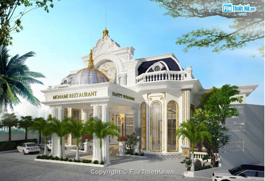 Sketchup nhà hàng,sketchup nhà hàng tân cổ,sketchup nhà hàng